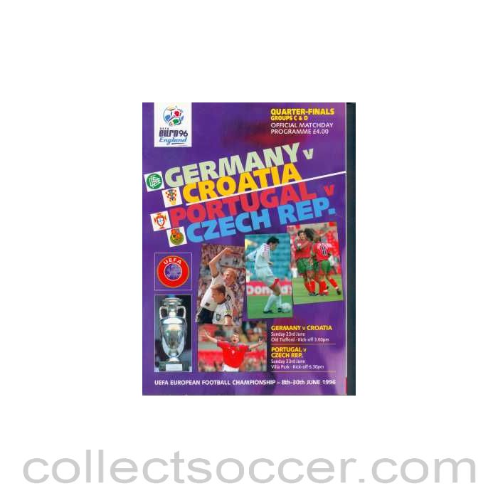 1996 European Championship Quarter Final Groups C and D Official Programme