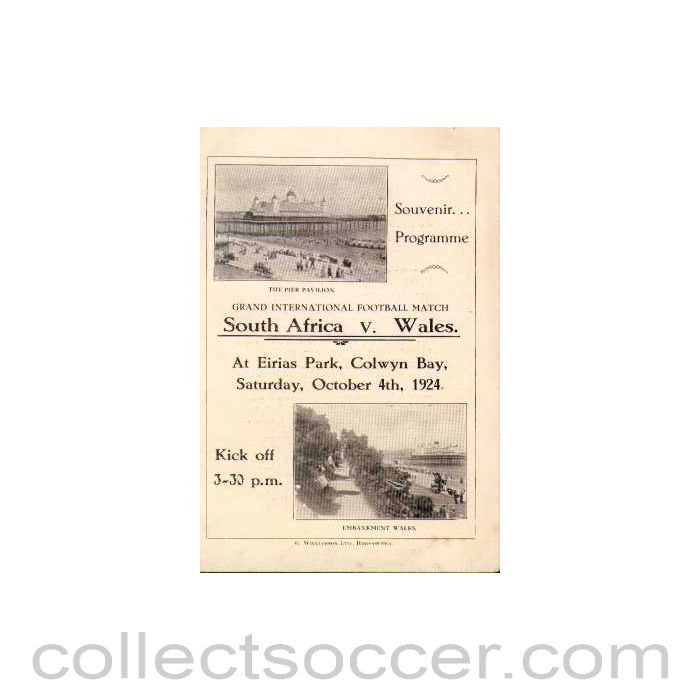 1924 - Wales v South Africa 1924 Rare Programme