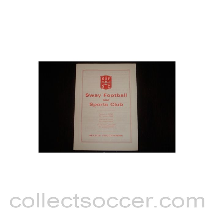 1982 - Sway F.C. v 1895 F.C. official programme 25/09/1982, Semi-Professional International