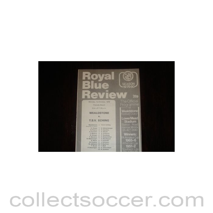 1979 - Wealdstone v Eching official programme 01/10/1979, Semi-Professional International