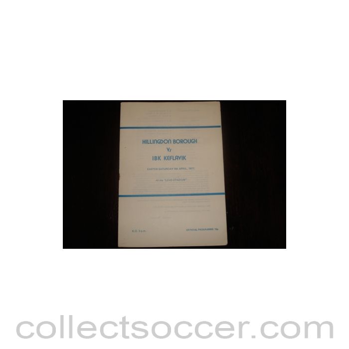 1977 - Hillingdon Borough v Keflavik Iceland official programme 09/04/1977 Semi-Professional International