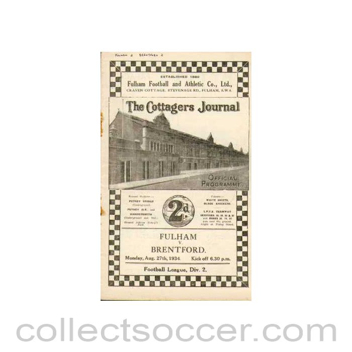 1934 - Fulham V Brentford 1934
