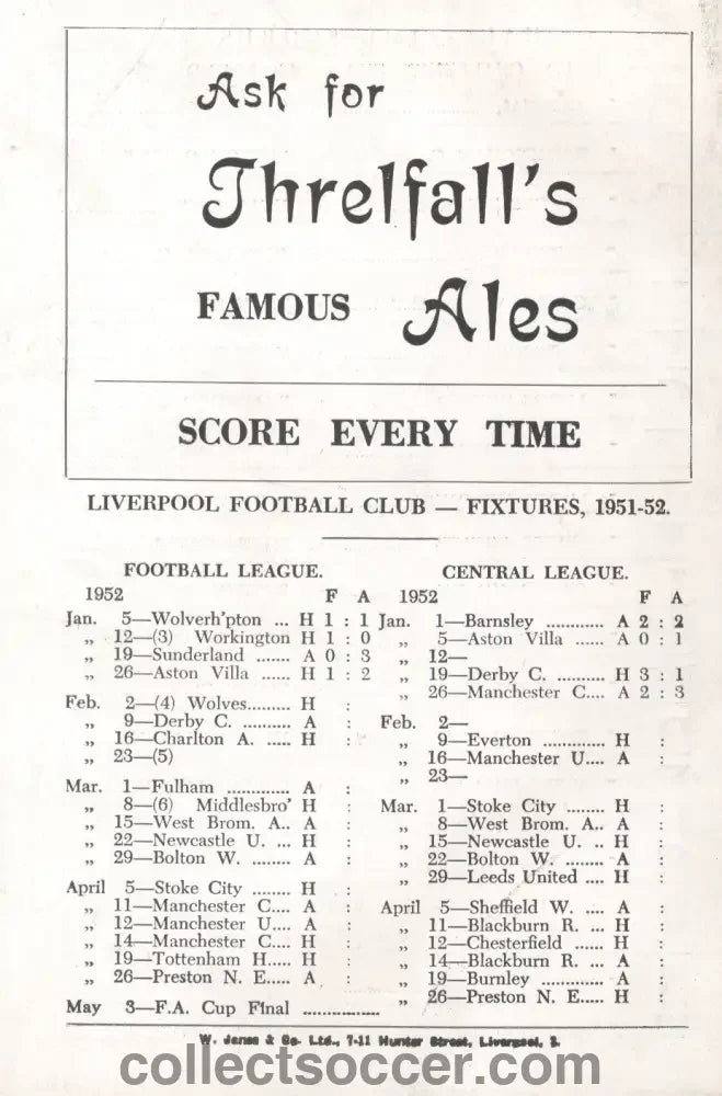 1952 Liverpool v Wolverhampton Wanderers Directors Issue Programme 2/2/1952 - Collect Soccer