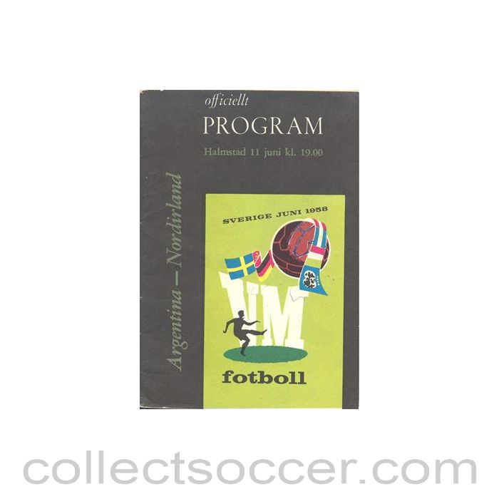 1958 World Cup Programme Argentina v Northern Ireland 11/06/1958