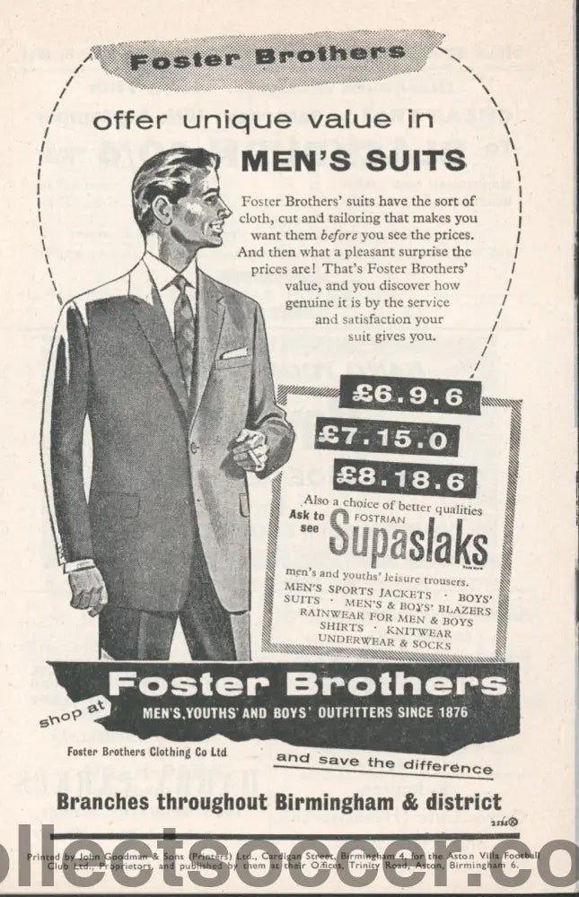 1961 League Cup Final Second Leg Aston Villa v Rotherham United Programme