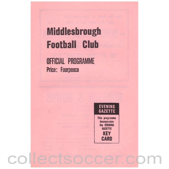 1963 Middlesbrough v Chelsea Football Programme