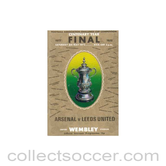 1972 FA Cup Final Programme Arsenal v Leeds United