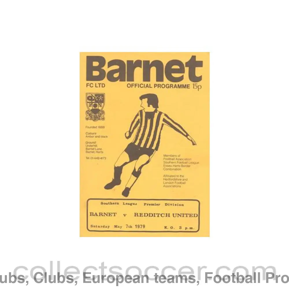 1979 - Barnet v Redditch Ubited official programme 07/05/1979 Southern League Premier Division