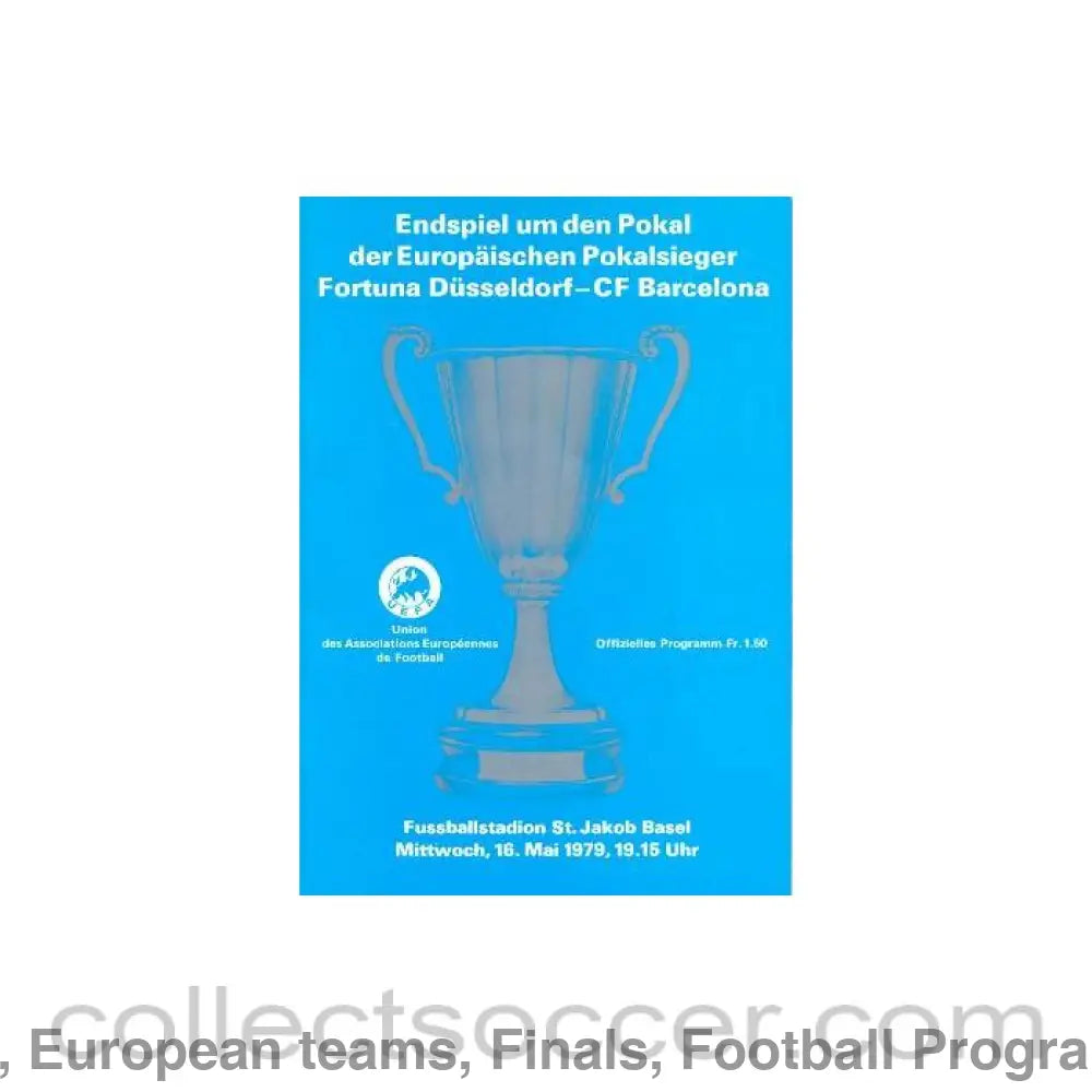 1979 Cup Winners Cup Final Official Programme Fortuna Dusseldorf v Barcelona