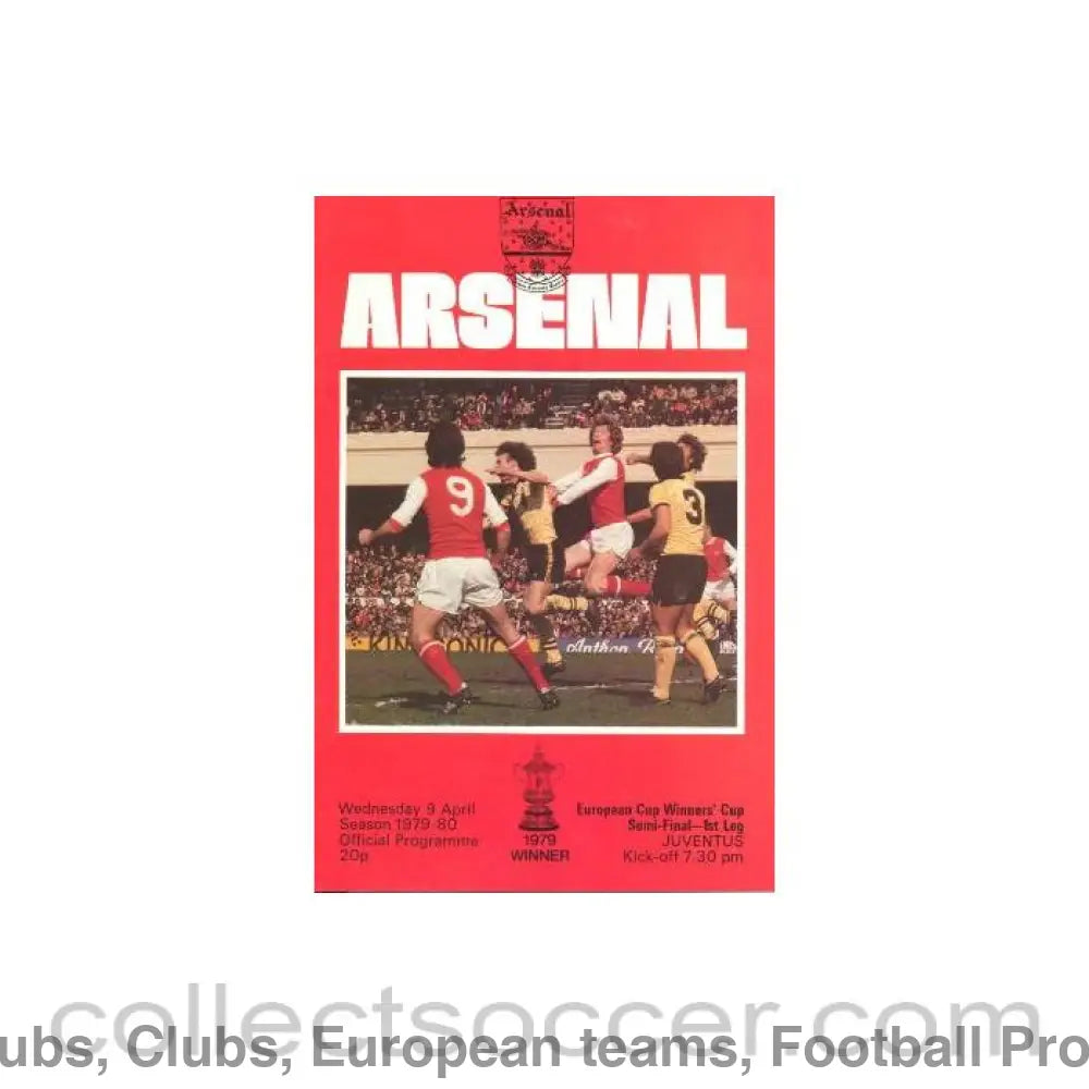 1980 European Cup Winners Cup Semi-Final Arsenal v Juventus official programme 09/04/1980