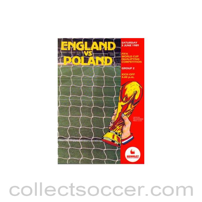1989 England V Poland Programme 03/06/1989