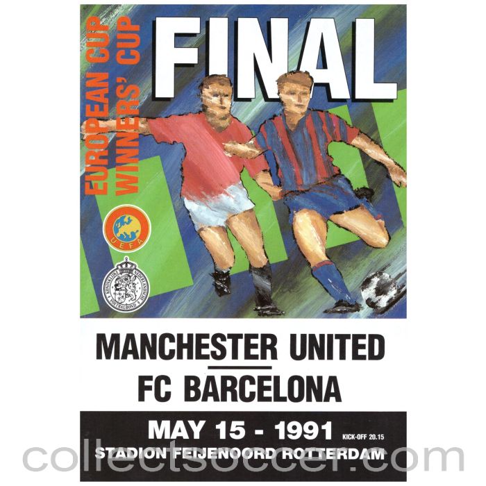 1991 Cup Winners Cup Final Official Programme Manchester United v Barcelona
