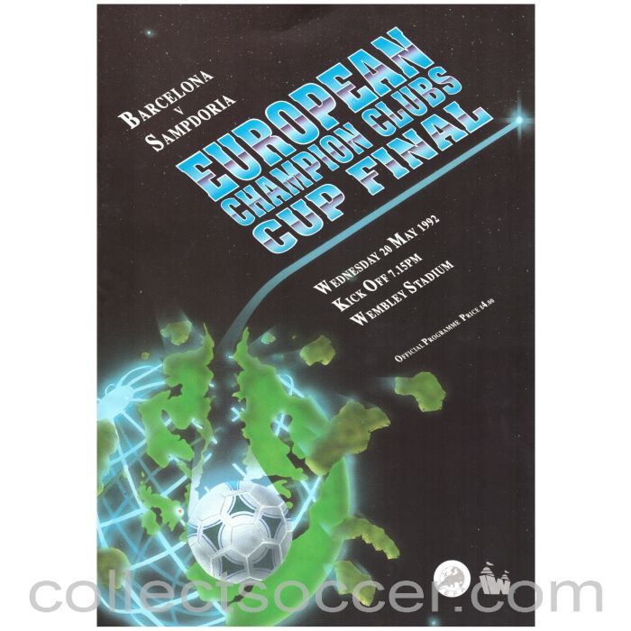 1992 European Cup Final Official Programme English Edition Barcelona v Sampdoria
