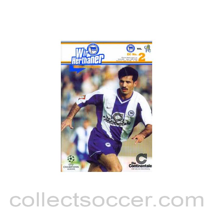 1999 - Hertha Berlin VChelsea Programme 21/09/1999 Champions League