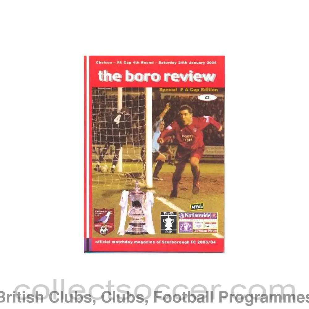 2004 - Scarborough vChelsea Sell Out Official Programme 24/01/2004