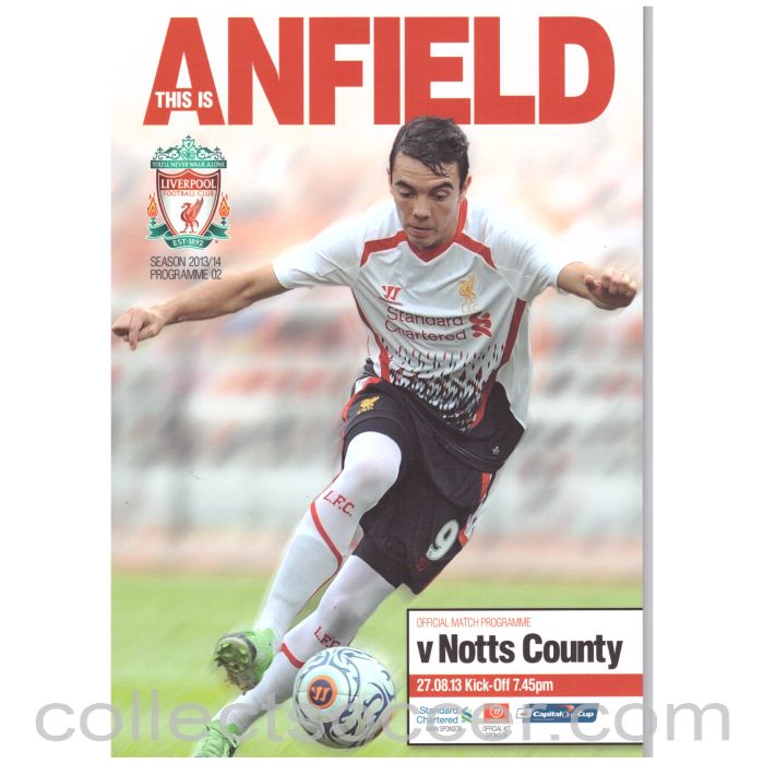 2013 Liverpool v Notts County Official Football Programme Capital Cup
