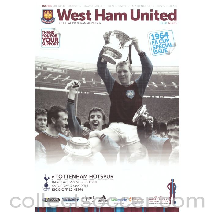 2014 West Ham United v Tottenham Hotspur Football Programme
