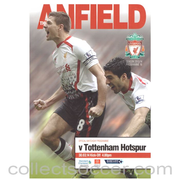 2013 - 2014 Liverpool v Tottenham Hotspur Football Programme