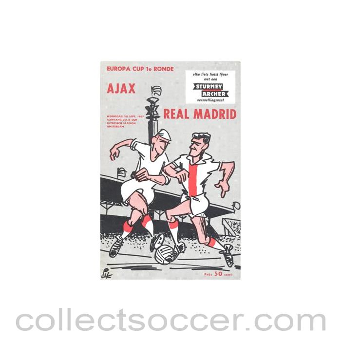 1967 Ajax v Real Madrid official programme 20/09/1967 European Cup