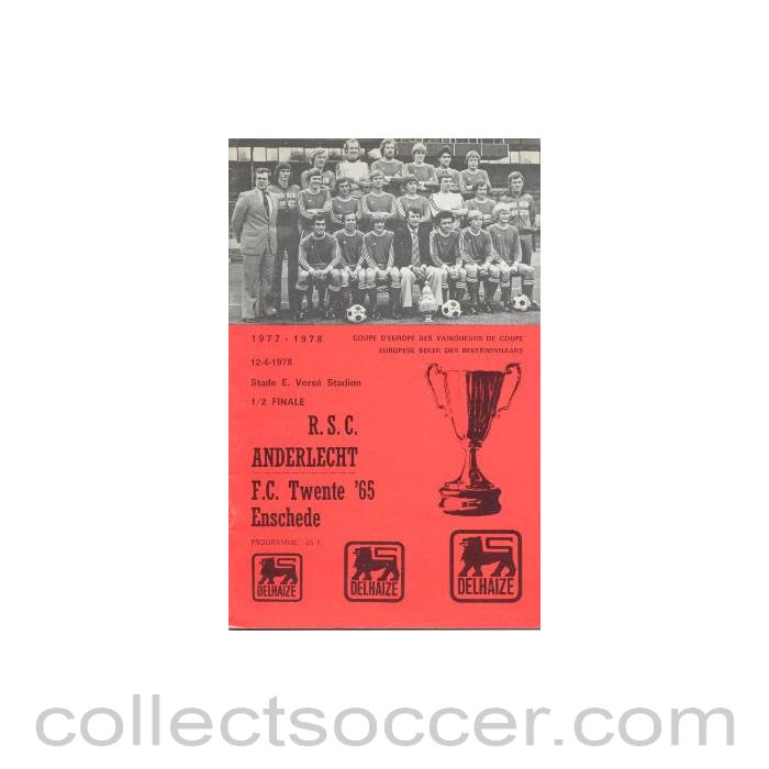 1978 European Cup Semi-Final Anderlecht v Twente official programme 12/04/1978