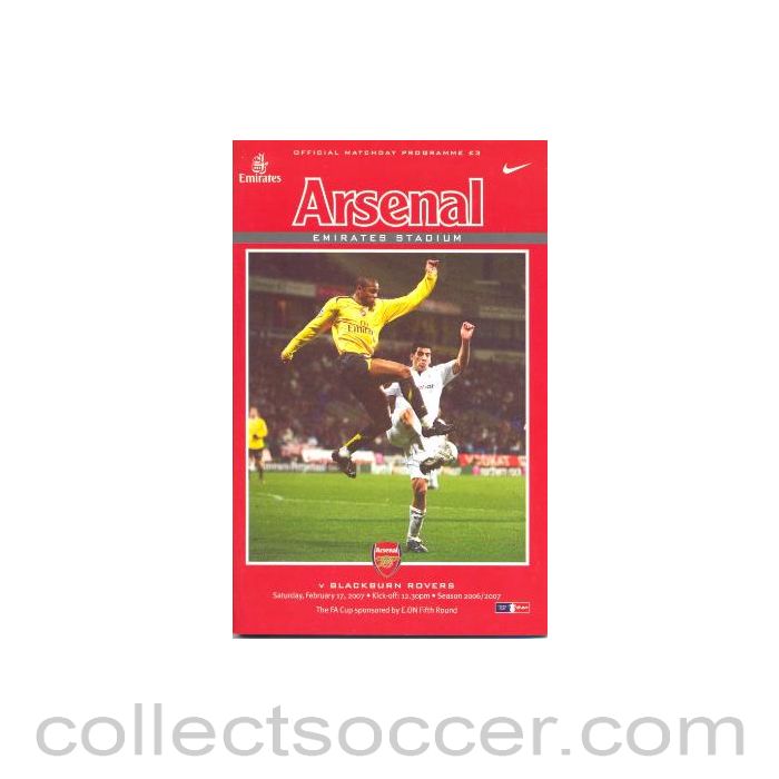 2007 - Arsenal v Blackburn Rovers official programme 17/02/2007