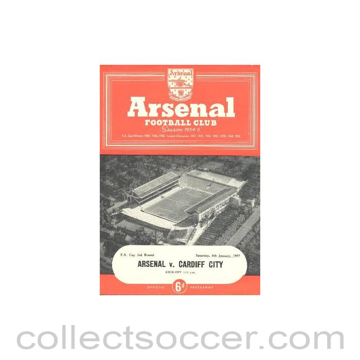 1955 - Arsenal v Cardiff City official programme 08/01/1955