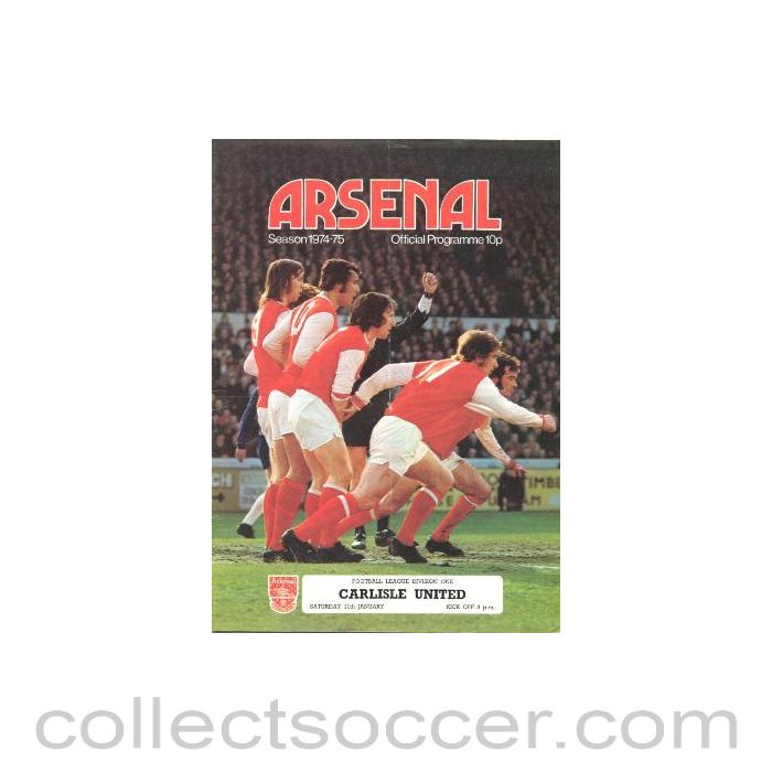 1975 - Arsenal v Carlisle United official programme 11/01/1975
