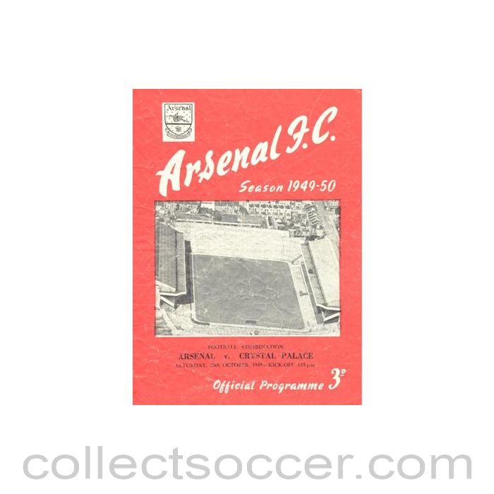 1949 - Arsenal v Crystal Palace official programme 29/10/1949 Football Combination