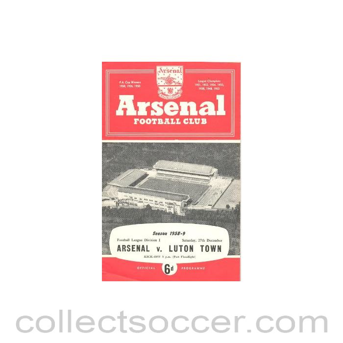1958 - Arsenal v Luton official programme 27/12/1958
