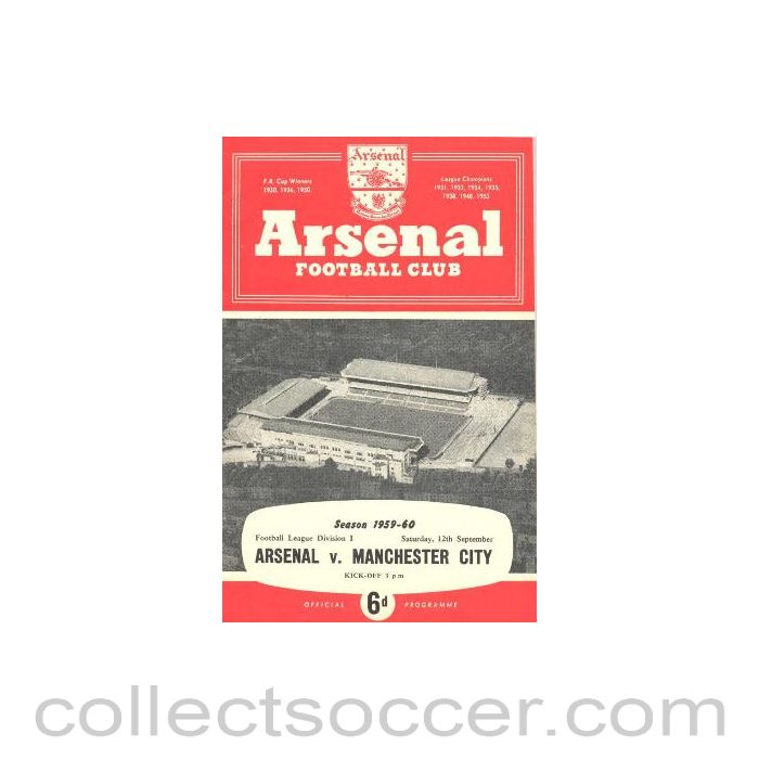 1959 - Arsenal v Manchester City official programme 12/09/1959