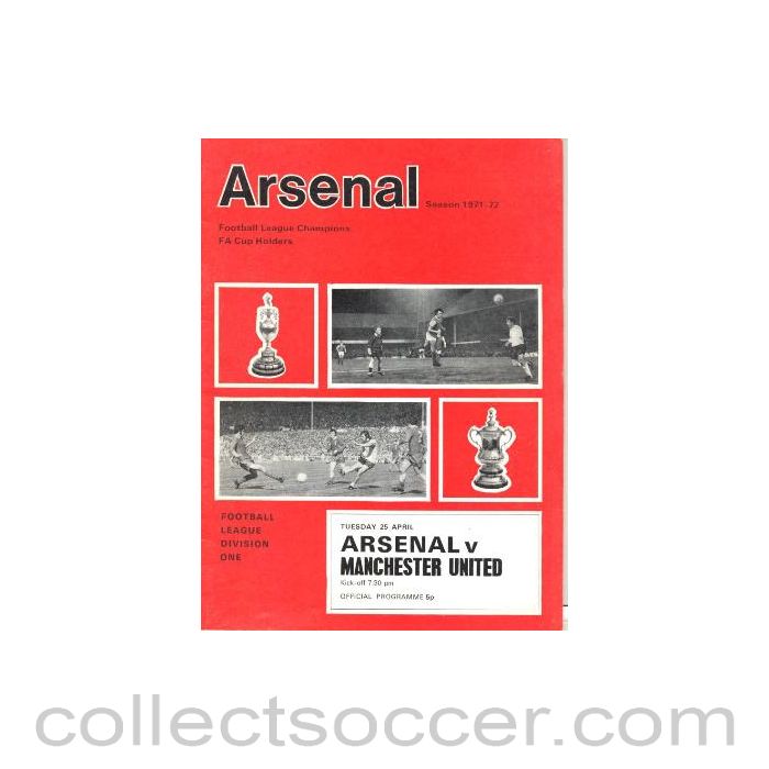 1972 - Arsenal v Manchester United official programme 25/04/1972