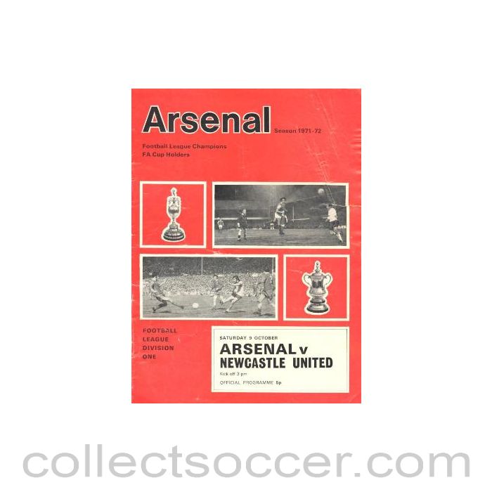 1971 - Arsenal v Newcastle United official programme 09/10/1971