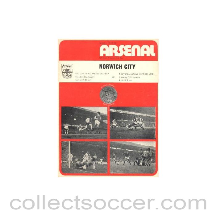 1974 - Arsenal v Norwich City official programme 08/01/1974