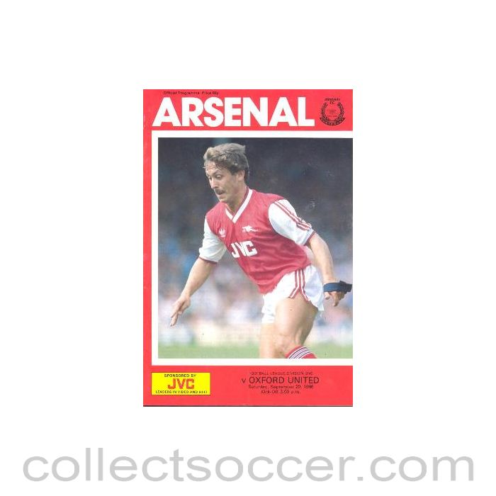 1986 - Arsenal v Oxford United official programme 20/09/1986 League Cup