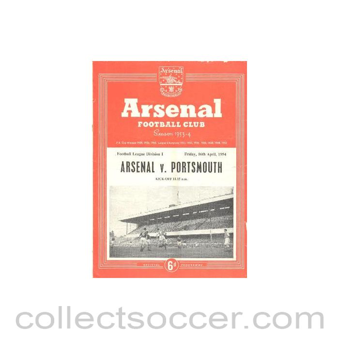 1954 - Arsenal v Portsmouth official programme 16/04/1954