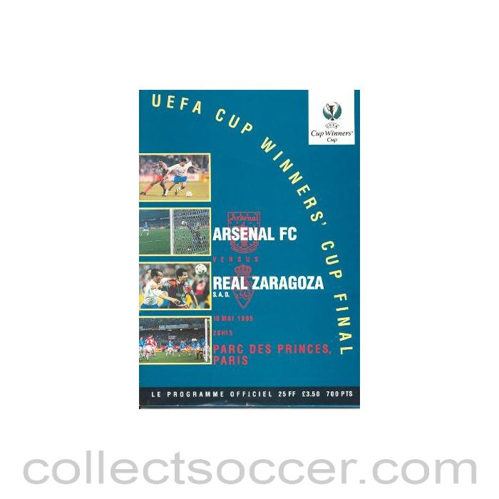 1995 Cup Winners Cup Final Official Programme Arsenal v Real Zaragoza