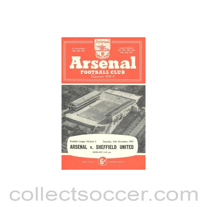 1955 - Arsenal v Sheffield United official programme 12/11/1955