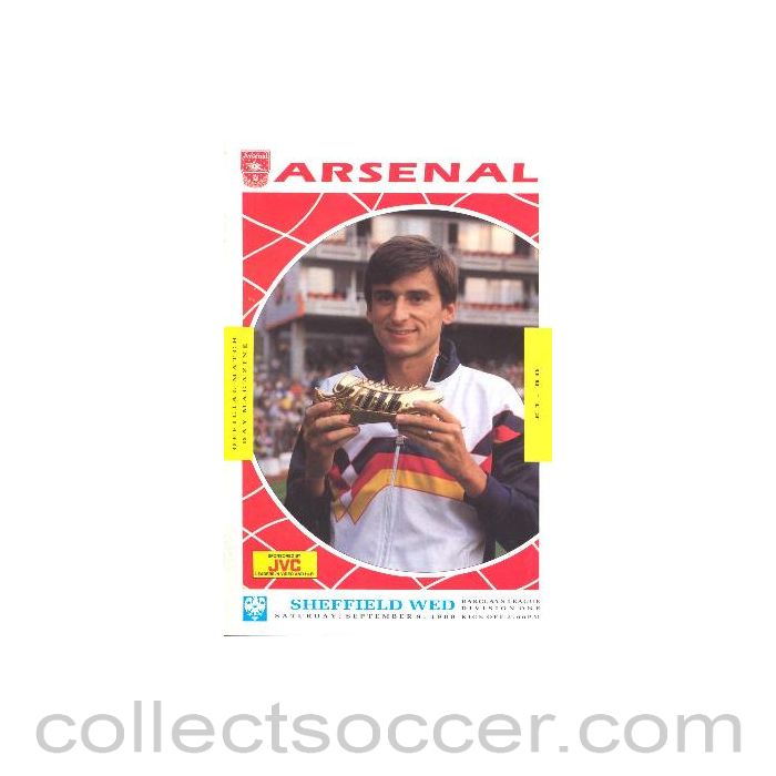 1989 - Arsenal v Sheffield Wednesday official programme 09/09/1989 League Cup