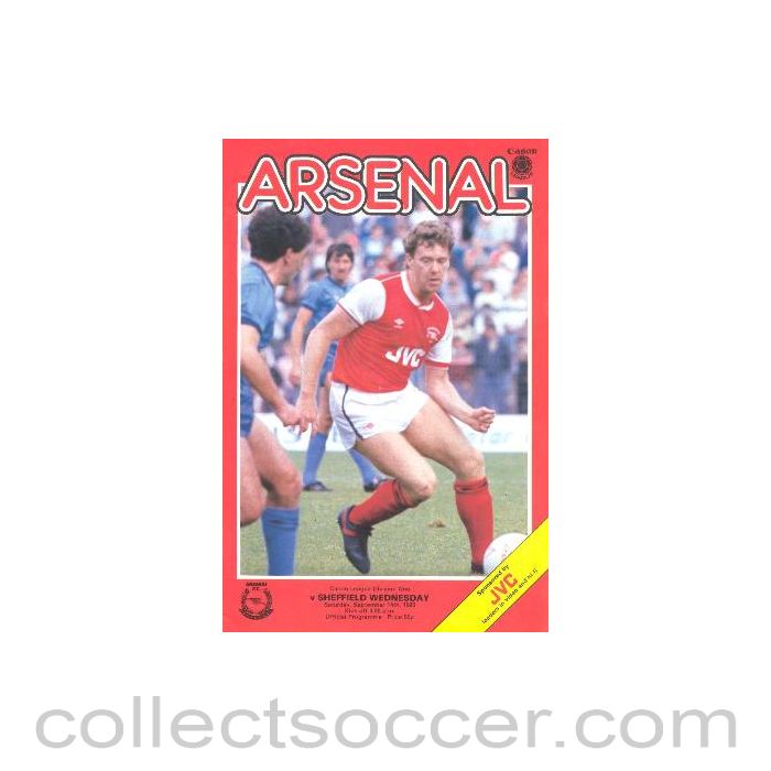 1985 - Arsenal v Sheffield Wednesday official programme 14/09/1985 Canon League