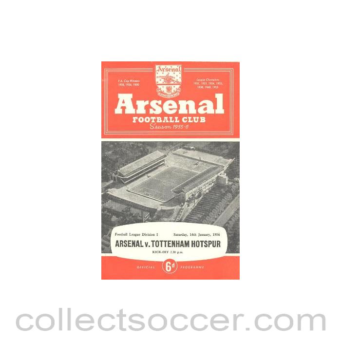 1956 - Arsenal v Tottenham Hotspur official programme 14/01/1956 League Cup