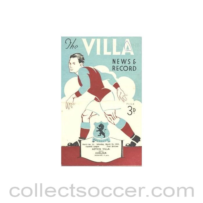 1949 - Aston Villa vChelsea official programme 26/03/1949