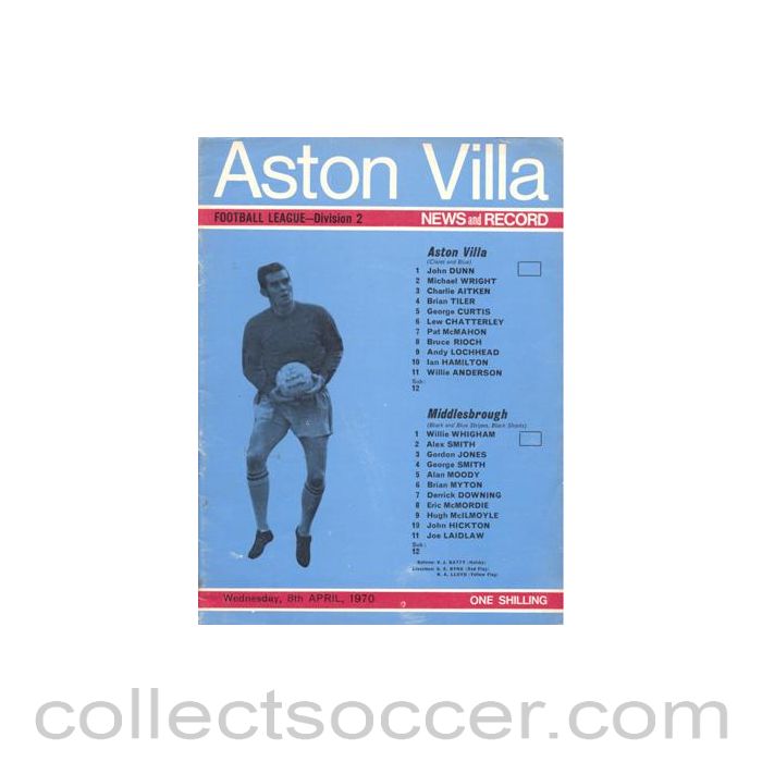 1970 - Aston Villa v Middlesbrough official programme 08/04/1970 Football League