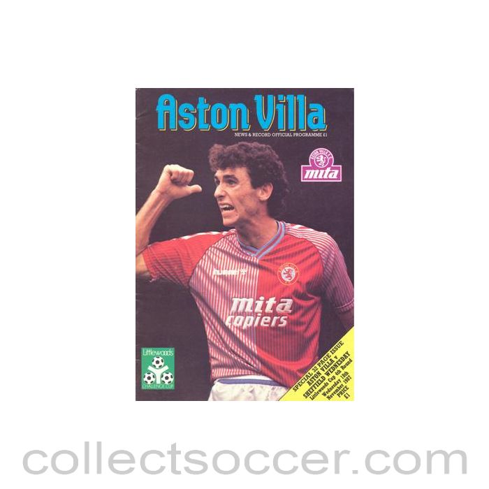 1987 - Aston Villa v Sheffield Wednesday official programme 18/11/1987 Littlewoods Cup