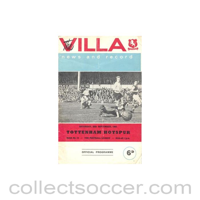 1965 - Arsenal v Tottenham Hotspur official programme 25/09/1965 Football League