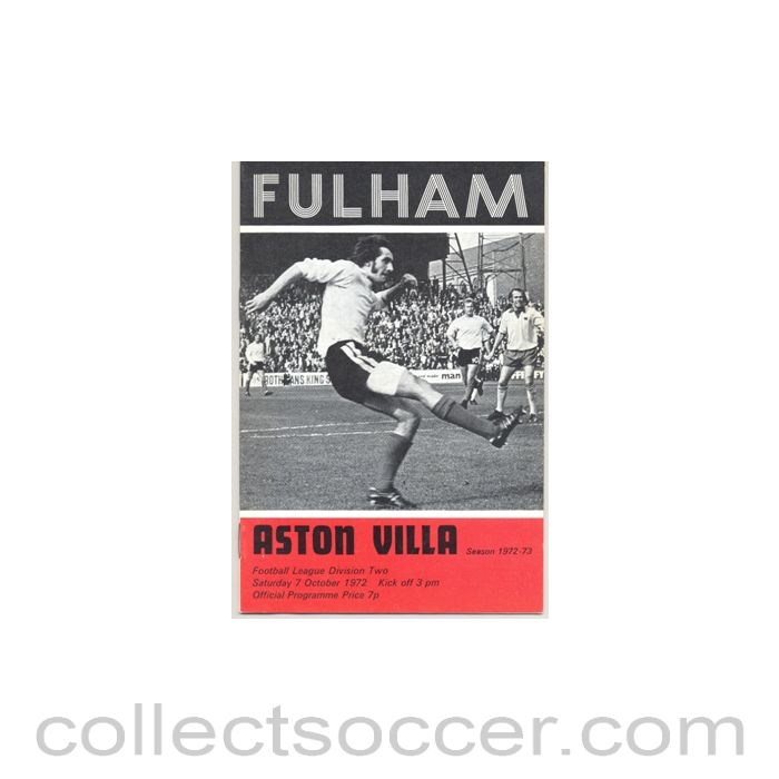 1972 - Fulham v Aston Villa official programme 07/10/1972