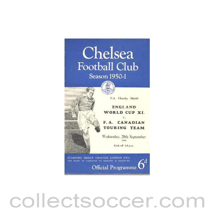 1950 England World Cup XI v F.A. Canadian Touring Team At Chelsea official programme 20/09/1950