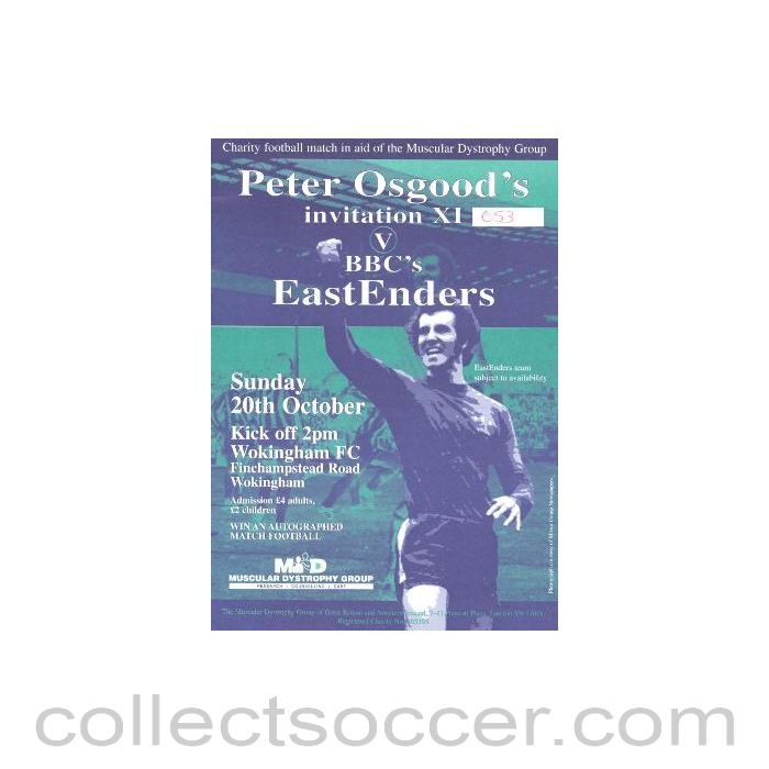 2002 - Peter Osgood's Invitation XI v BBC's East Enders official programme at Wokingham FC Ground 20/10/2002