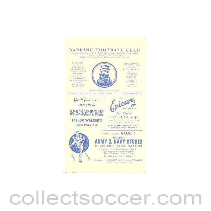 1958 - Barking v Romford official programme 05/04/1958