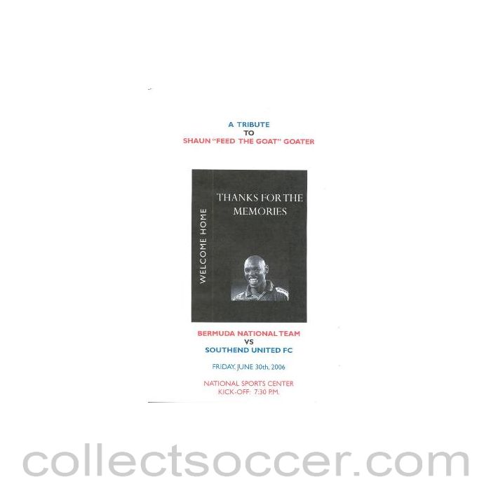 2006 - Bermuda National Team v Southend United official programme 30/06/2006