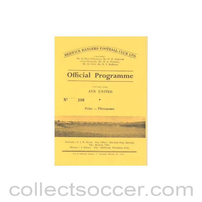 1964 - Berwick Rangers v Ayr United official programme 24.10/1964